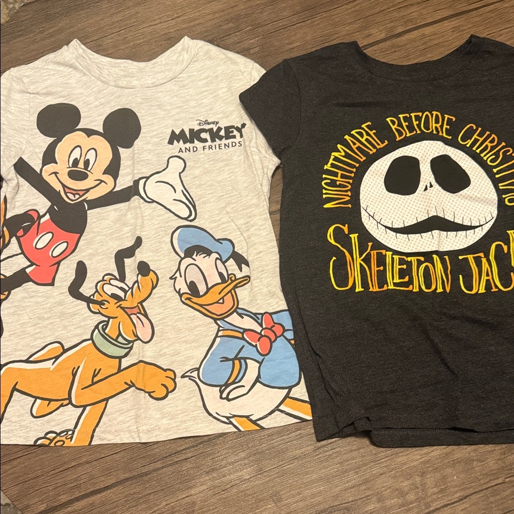 Disney Toddler Tees Mickey & Donald with Jack Skellington - Gray & Black